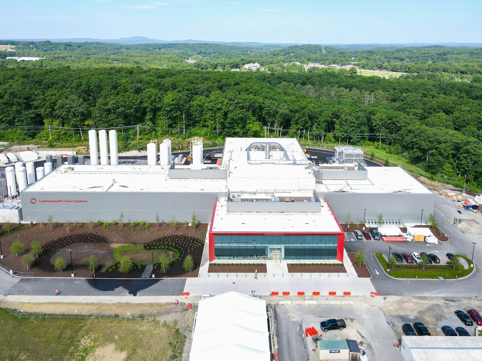 Aerial view of the Commonwealth Fusion Systems campus in Devens, Massachusetts