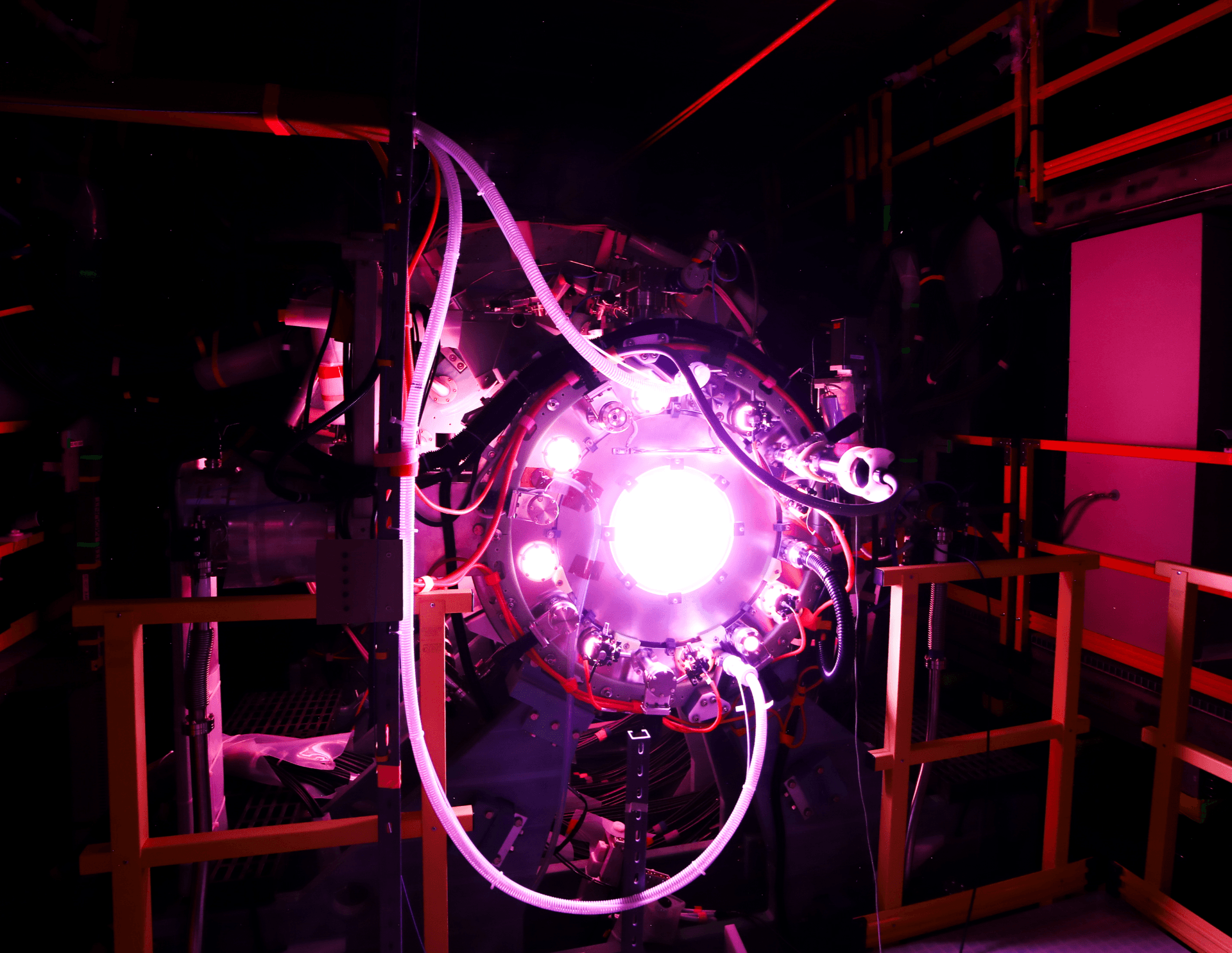 Helion's Polaris prototype glowing during a fusion shot