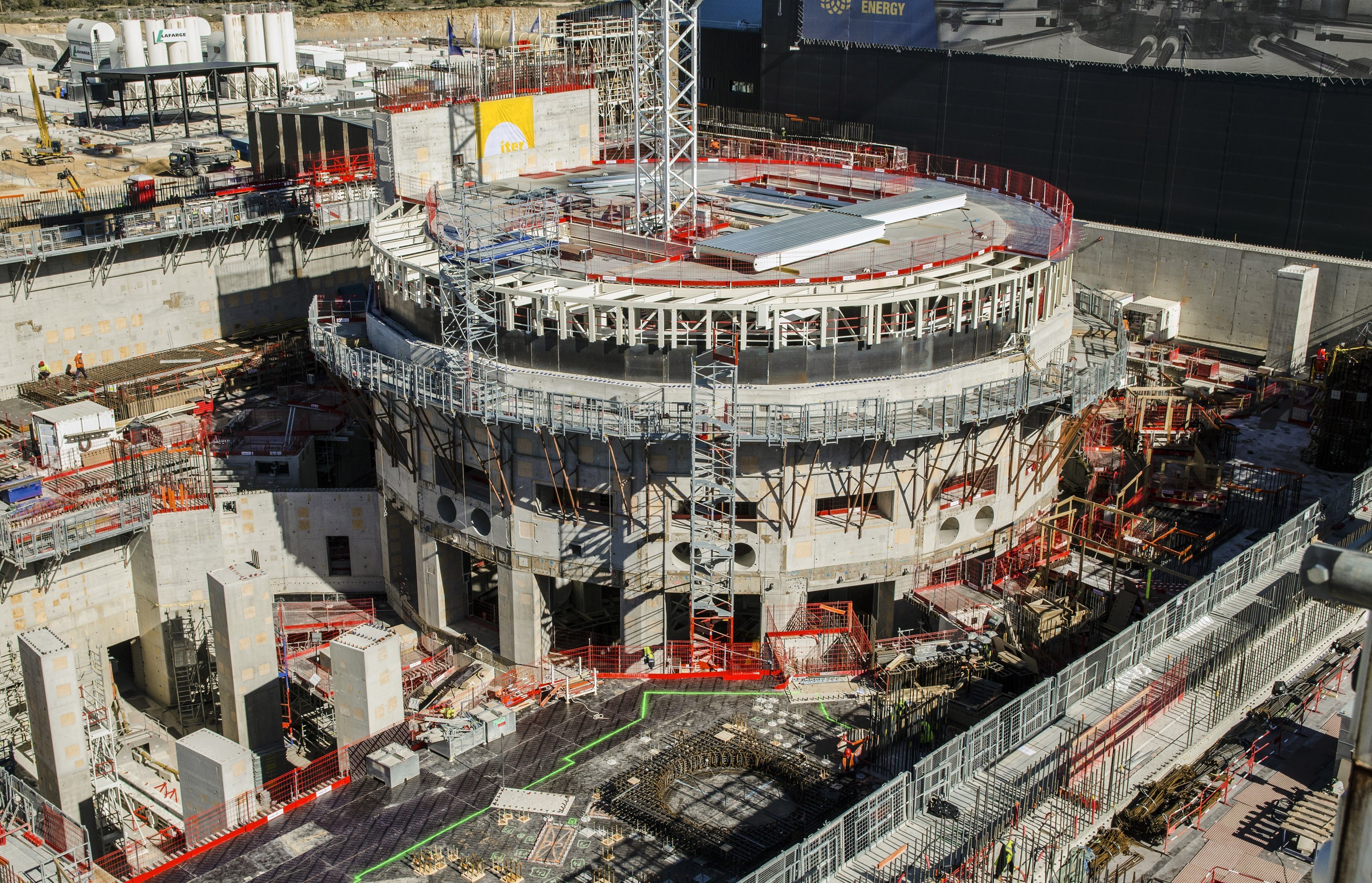 The ITER tokamak complex at Cadarache during construction