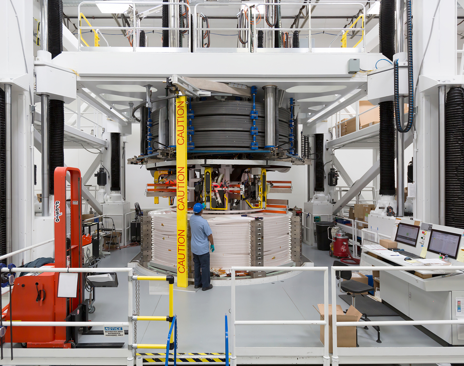 Conductor for ITER’s central solenoid being wrapped in insulation during fabrication