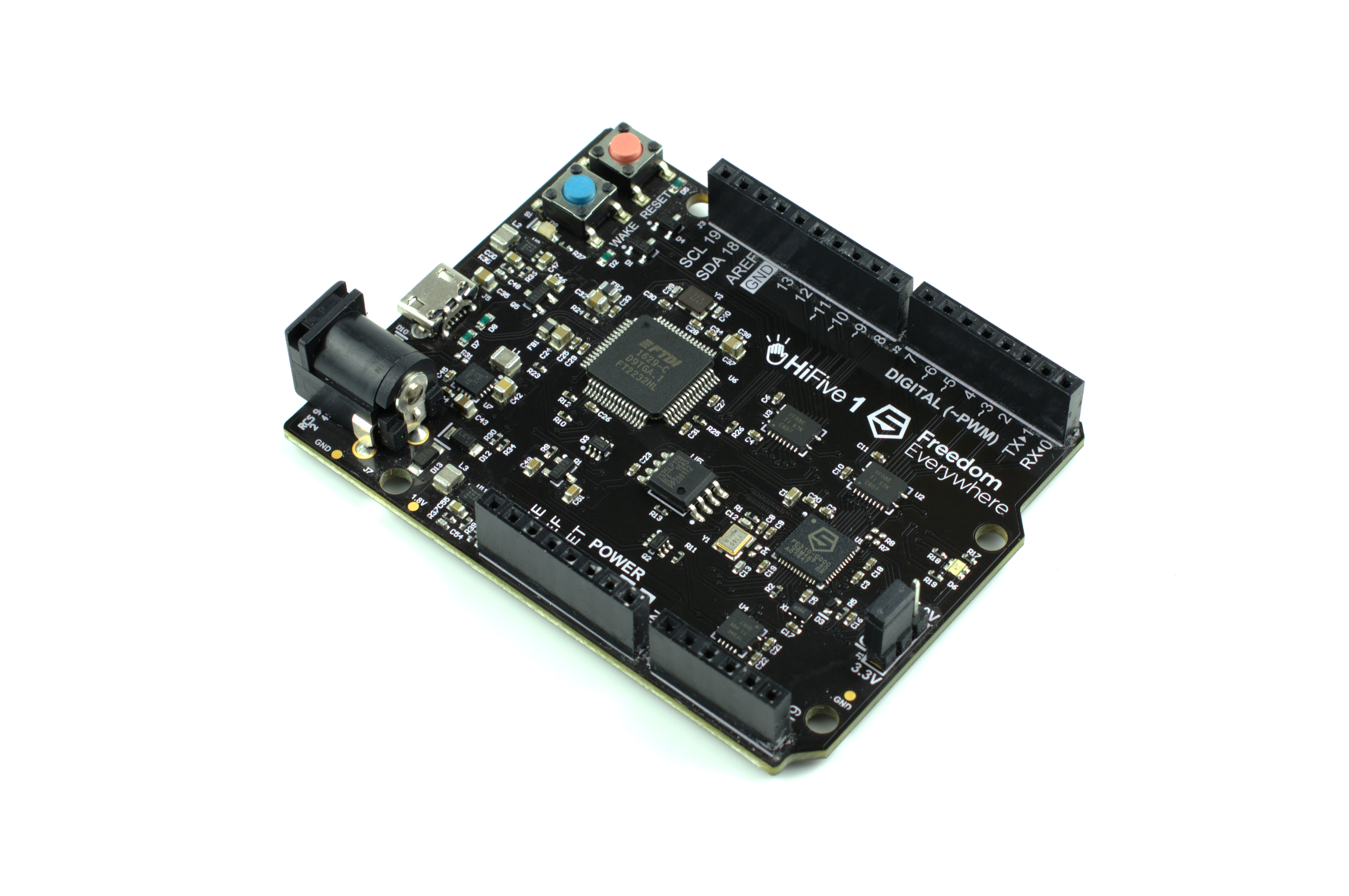 Close view of the SiFive HiFive1 RISC-V board