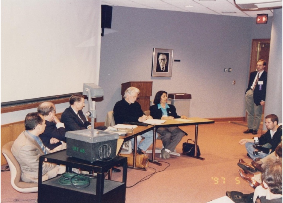 Everett Rogers (second from right) at a 1997 conference in Ohio