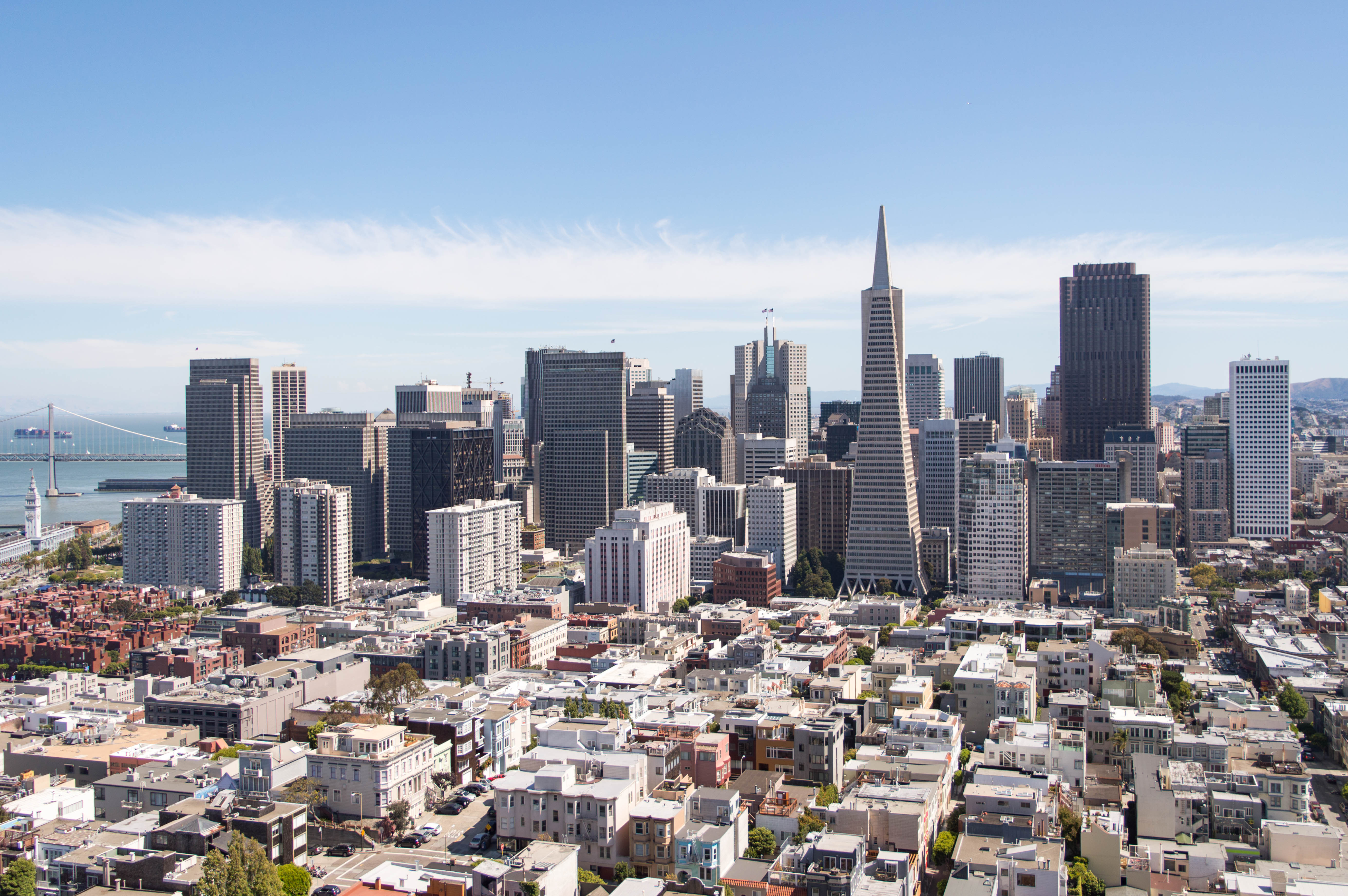 The San Francisco skyline seen from Coit Tower